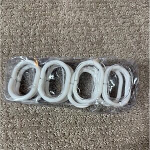 White Plastic Shower Curtain Rings Hooks Set of 12 New Rustproof